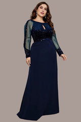 Plus Size Temperament Evening Dress – Solid Color Slim Body Formal Party Wear