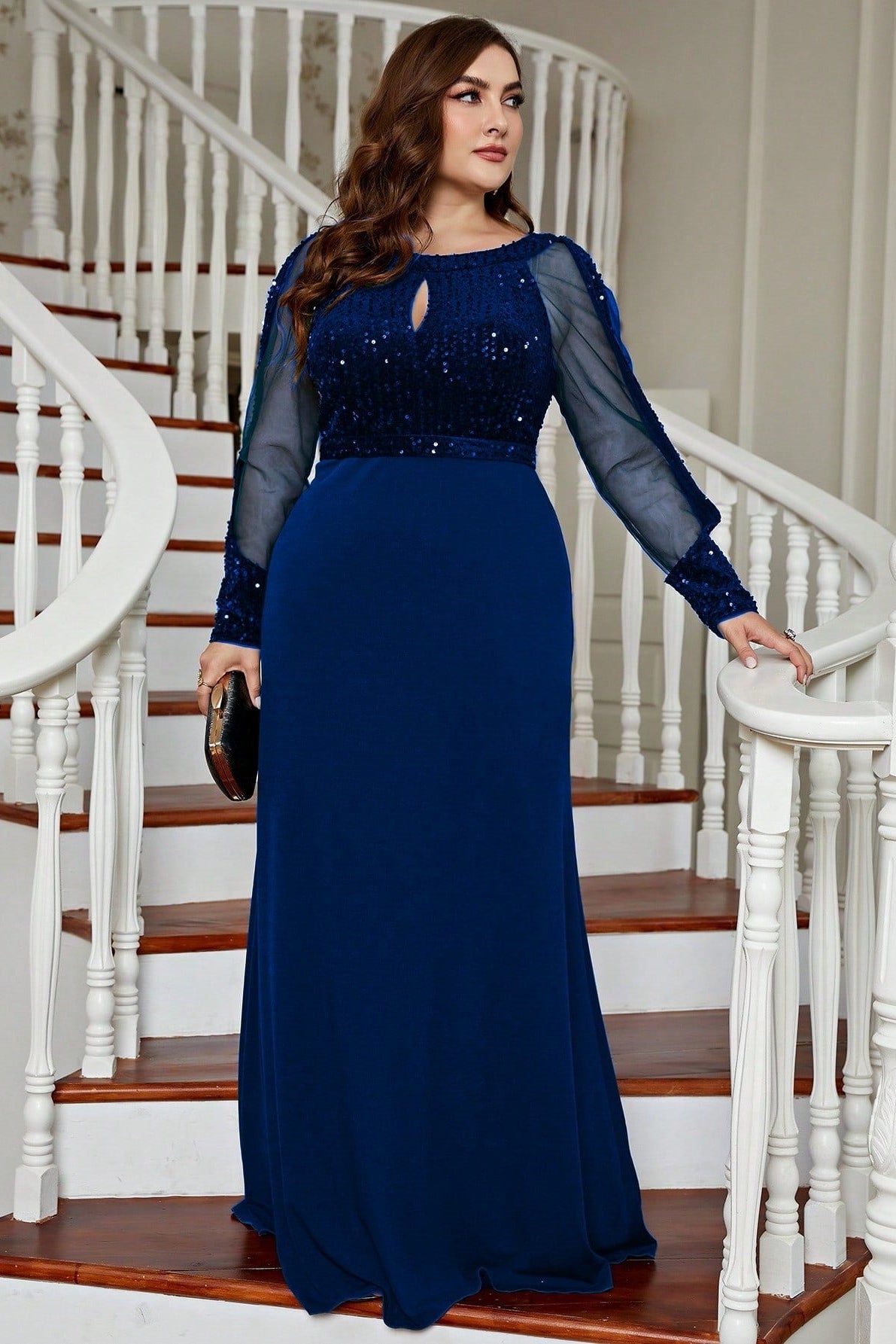 Plus Size Temperament Evening Dress – Solid Color Slim Body Formal Party Wear