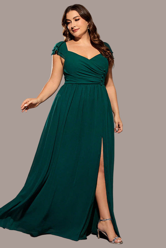 Plus Size Evening Dress – Elegant Long High Waist Slim Gown with Side Split for Women