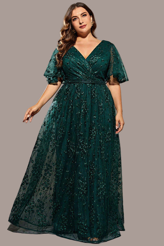 Green Deep V-Neck Evening Dress – Sexy Slim Gown