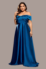Elegant Satin One-Shoulder Evening Dress – Women’s Puffy Skirt Gown
