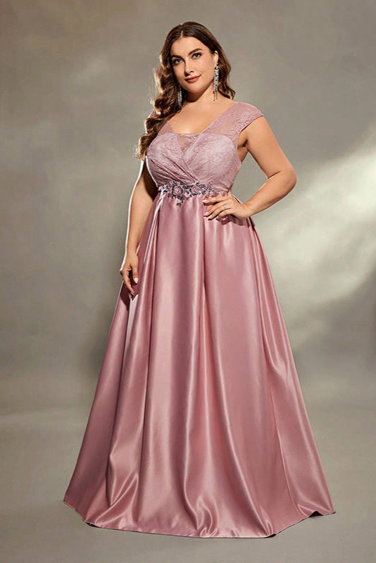 Plus Size Solid Color Evening Dress – Sexy Long Skirt Gown