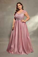Plus Size Solid Color Evening Dress – Sexy Long Skirt Gown