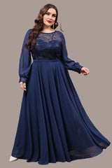 Elegant Plus Size Banquet Evening Dress – Long Lace Gown