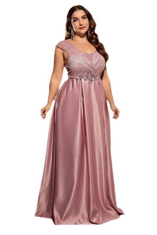Plus Size Solid Color Evening Dress – Sexy Long Skirt Gown