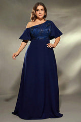 Plus Size Evening Dress – One-Shoulder Elegant Host Outfit for 200-Pound Women