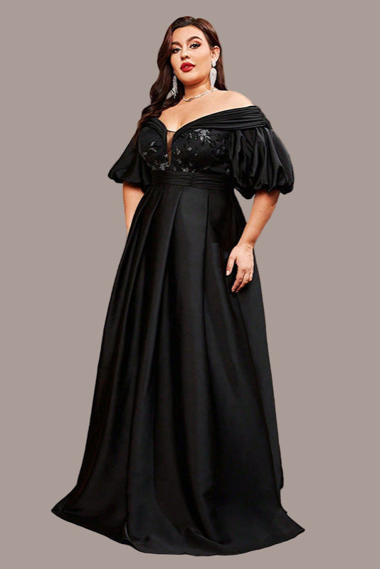 Women’s Black Sexy One-Shoulder  Evening Dress