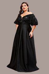 Women’s Black Sexy One-Shoulder  Evening Dress