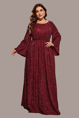 Plus Size Banquet Evening Dress – Slimming Sequin Long Skirt for Formal Events