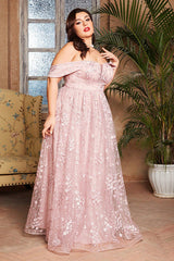 Luxury Pink Evening Gown – Elegant Plus Size Host Dress for Coming-of-Age