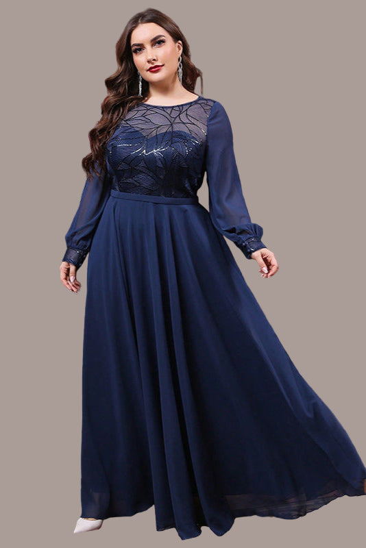 Elegant Plus Size Banquet Evening Dress – Long Lace Gown