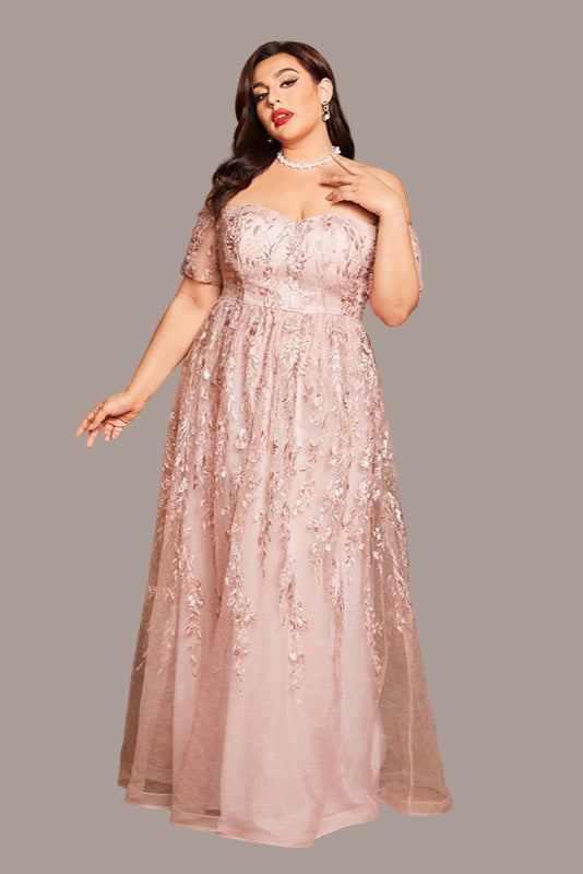 Plus Size Evening Dress – Sexy Off-Shoulder Fairy Style Gown for 200 lbs Bridesmaids and Hosts