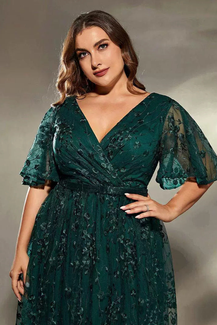 Green Deep V-Neck Evening Dress – Sexy Slim Gown