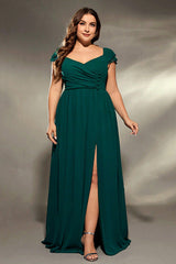 Plus Size Evening Dress – Elegant Long High Waist Slim Gown with Side Split for Women
