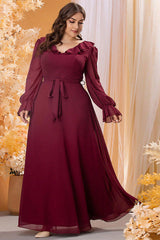 Elegant French V-Neck Dress – Ruffled Chiffon Long Skirt with Waist Slim Design