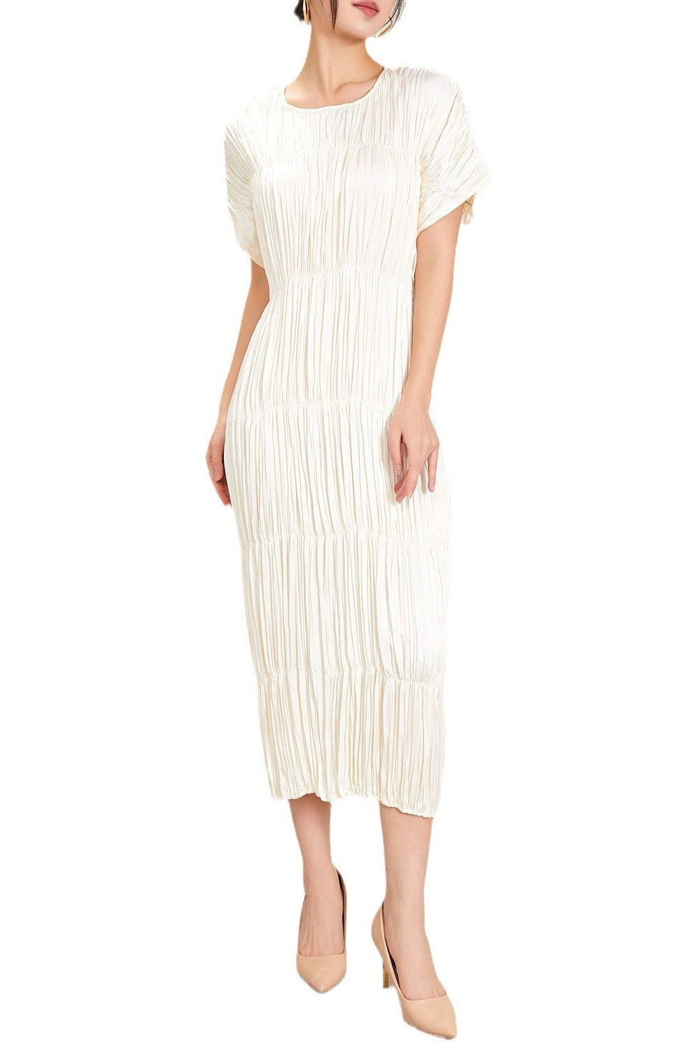 Pleats Please Short-Sleeve Summer Dress – Elegant Pleated Casual Style