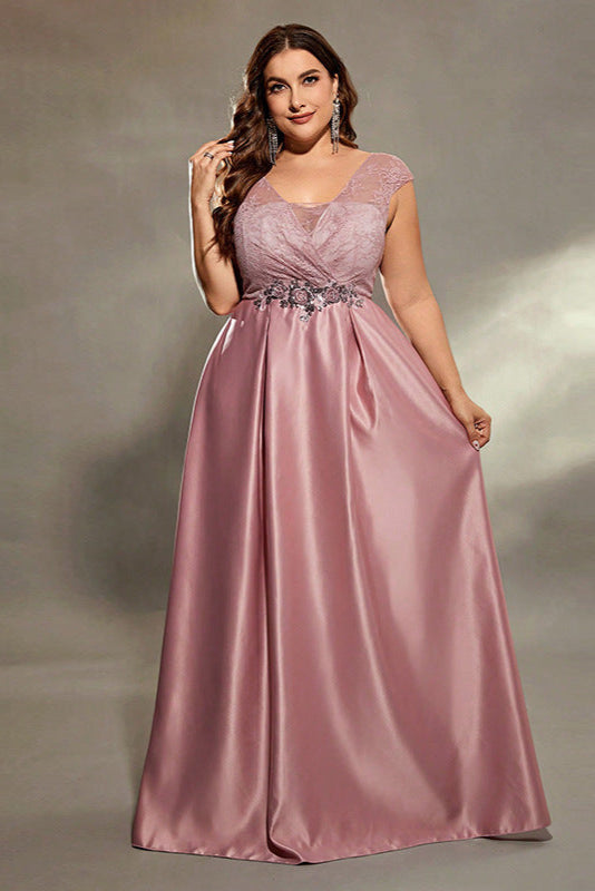 Plus Size Solid Color Evening Dress – Sexy Long Skirt Gown