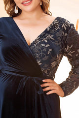 Plus Size V-Neck Evening Dress – Elegant Slim Gown