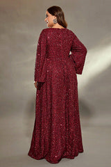 Plus Size Banquet Evening Dress – Slimming Sequin Long Skirt for Formal Events