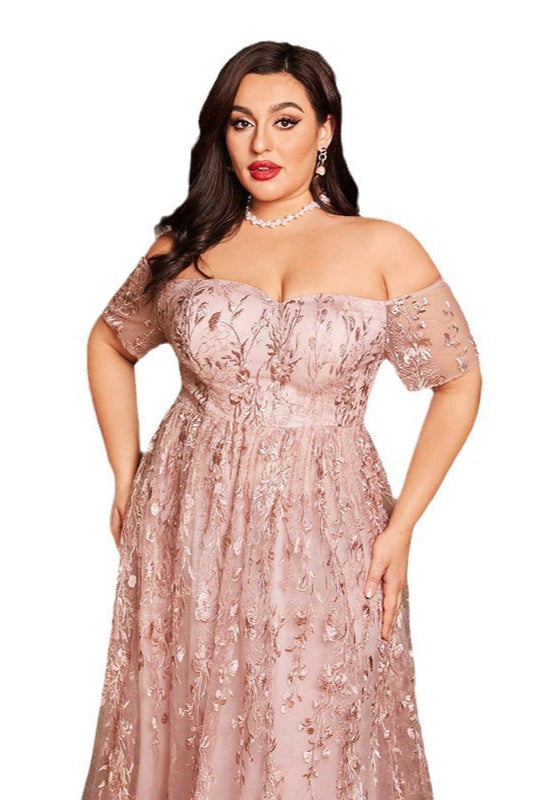 Plus Size Evening Dress – Sexy Off-Shoulder Fairy Style Gown for 200 lbs Bridesmaids and Hosts