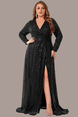 Plus Size Sequin Evening Dress – Elegant Light Luxury Gown for Weddings & Parties