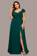 Plus Size Evening Dress – Elegant Long High Waist Slim Gown with Side Split for Women