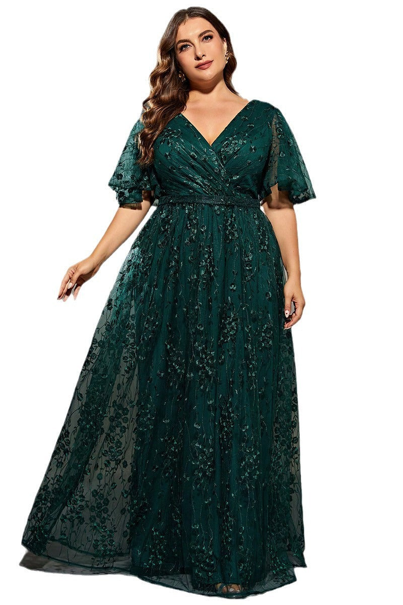 Green Deep V-Neck Evening Dress – Sexy Slim Gown