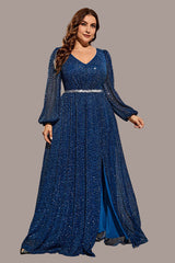 Temperament Blue Evening Dress – Long Gown for Stage, Ceremonies and Music Performances