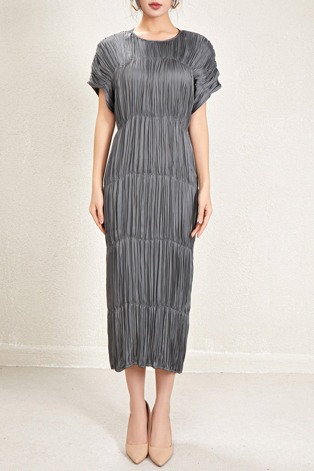 Pleats Please Short-Sleeve Summer Dress – Elegant Pleated Casual Style