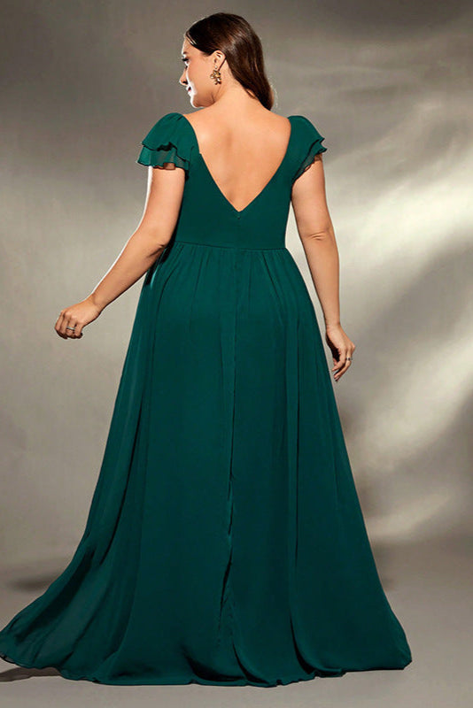 Plus Size Evening Dress – Elegant Long High Waist Slim Gown with Side Split for Women