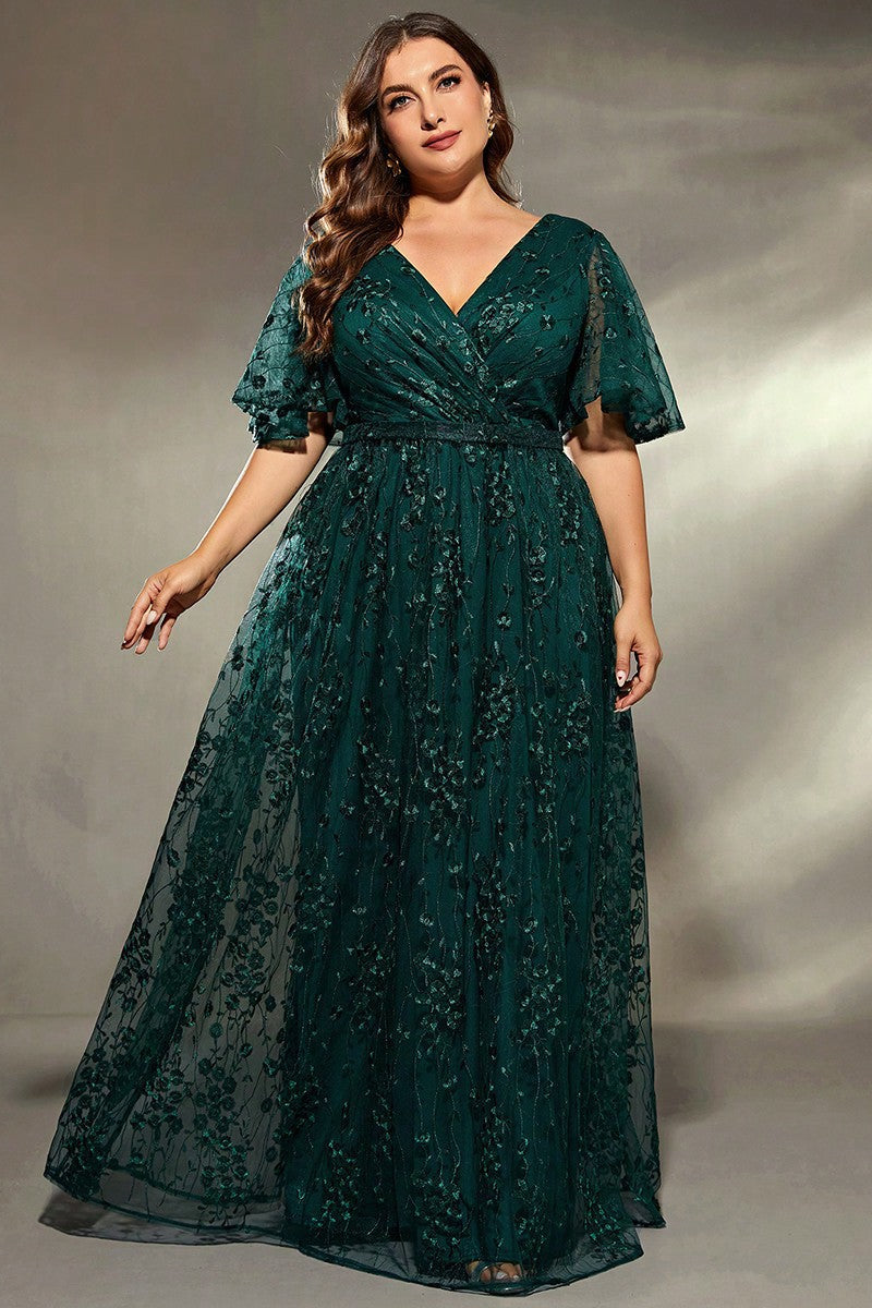 Green Deep V-Neck Evening Dress – Sexy Slim Gown