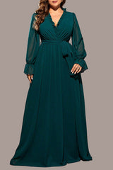 Elegant Green Chiffon Dress – Fairy Temperament Slim Long Skirt