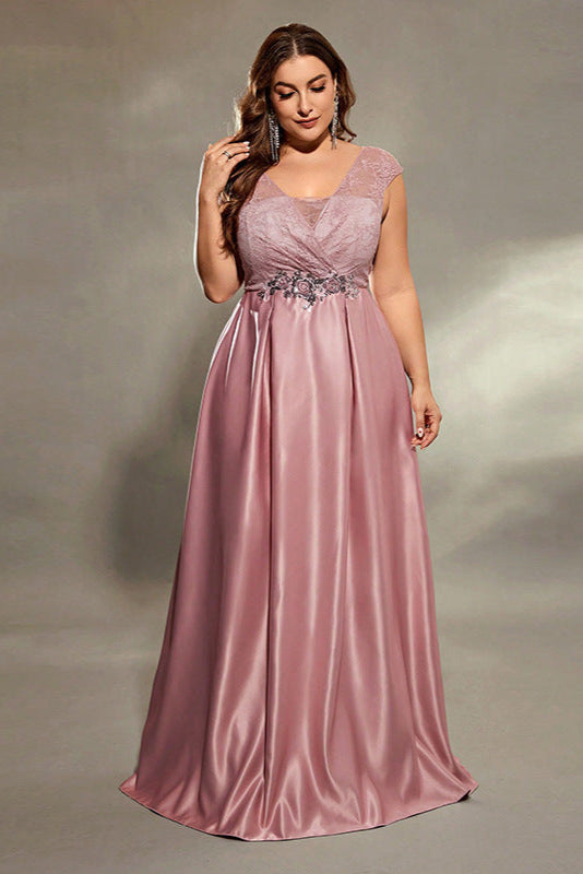 Plus Size Solid Color Evening Dress – Sexy Long Skirt Gown