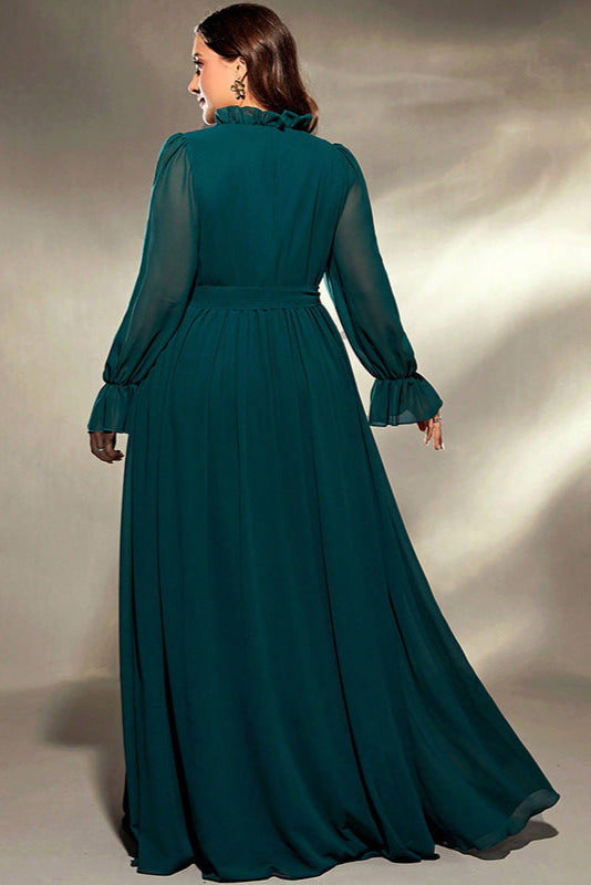 Elegant Green Chiffon Dress – Fairy Temperament Slim Long Skirt
