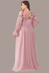 Plus Size Pink Long Dress – Elegant Gentle Style Fashion Gown for Women