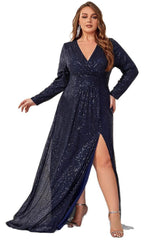 Plus Size Sequin Evening Dress – Elegant Light Luxury Gown for Weddings & Parties