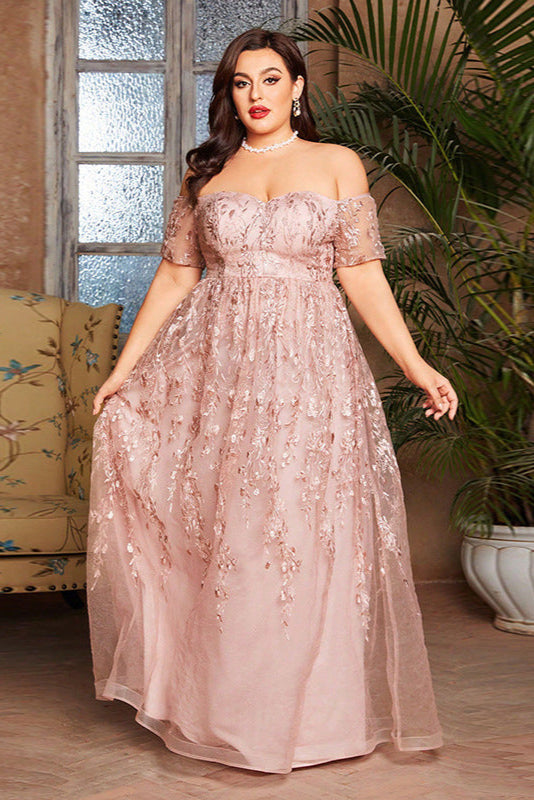 Plus Size Evening Dress – Sexy Off-Shoulder Fairy Style Gown for 200 lbs Bridesmaids and Hosts