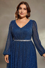 Temperament Blue Evening Dress – Long Gown for Stage, Ceremonies and Music Performances