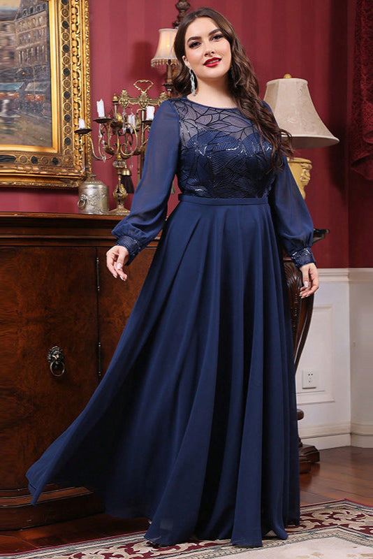 Elegant Plus Size Banquet Evening Dress – Long Lace Gown