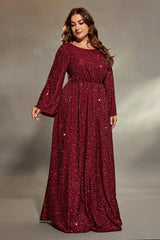 Plus Size Banquet Evening Dress – Slimming Sequin Long Skirt for Formal Events