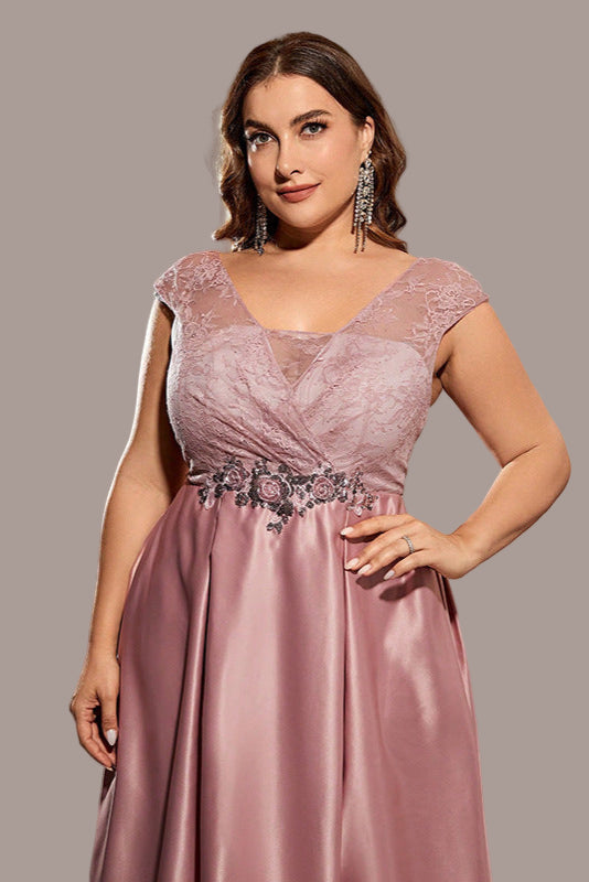 Plus Size Solid Color Evening Dress – Sexy Long Skirt Gown