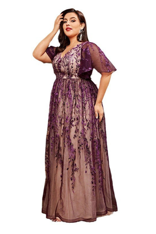 Elegant Plus Size Banquet Dress – Noble Temperament Evening Wear for 200 lbs+ Women