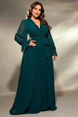 Elegant Green Chiffon Dress – Fairy Temperament Slim Long Skirt