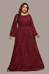 Plus Size Banquet Evening Dress – Slimming Sequin Long Skirt for Formal Events