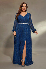 Temperament Blue Evening Dress – Long Gown for Stage, Ceremonies and Music Performances